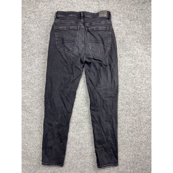 American Eagle Strigid Distressed Mom Jeans Women's Size 2 Black Denim - Picture 7 of 9
